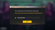 A pop-up asking players to enter Activation Code will appear in the Advance Server (Image via Free Fire)
